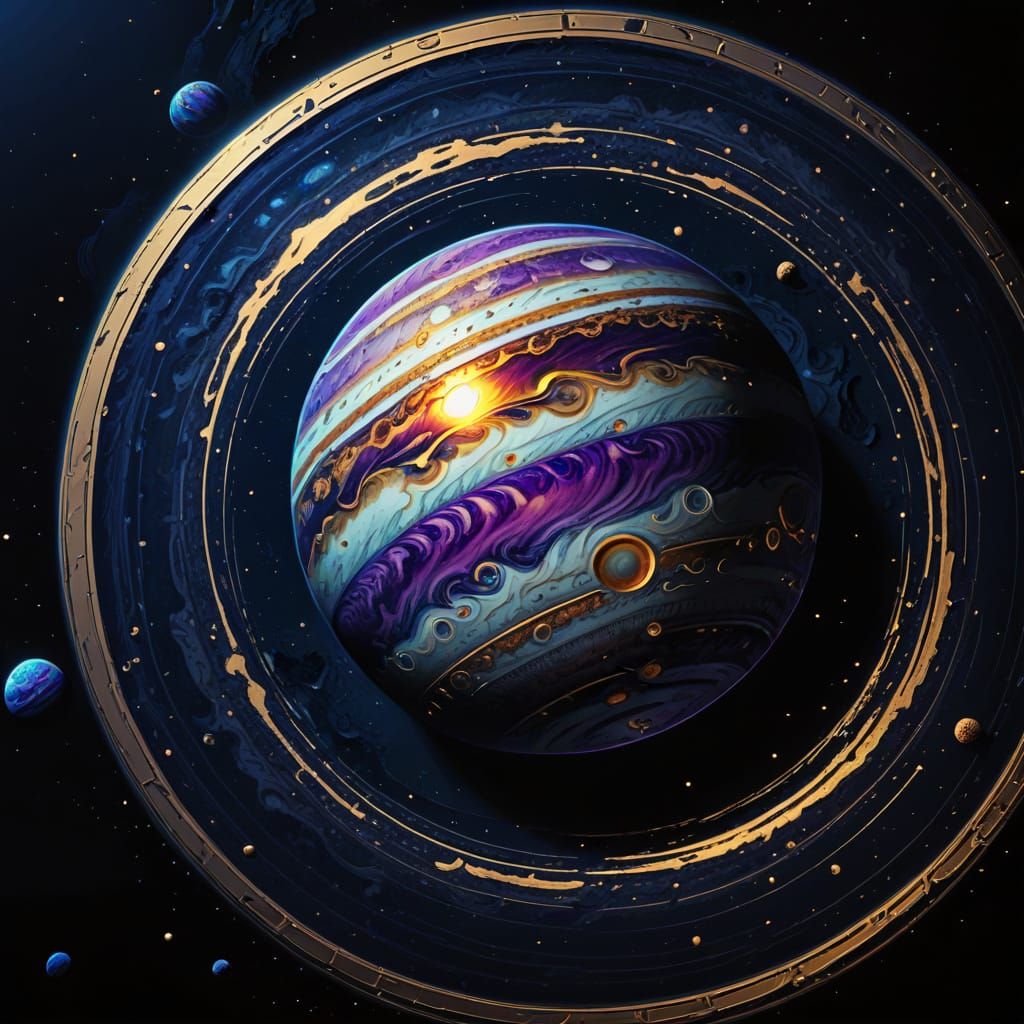 Abstract Jupiter Symbol in Cosmic Ink
