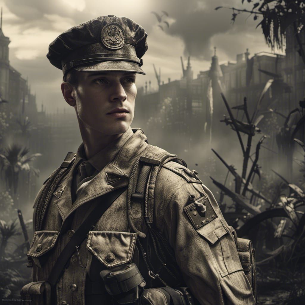 Vintage Photo of Young Soldier in Army Uniform