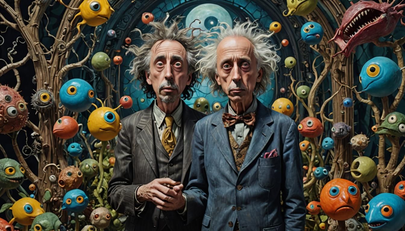 Comical Grotesque Sci-Fi Art in Acrylics