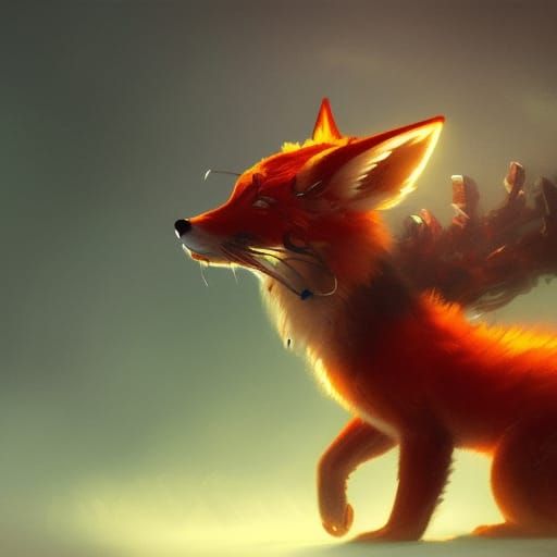Colorful Flower Fox in Dark Fantasy Style