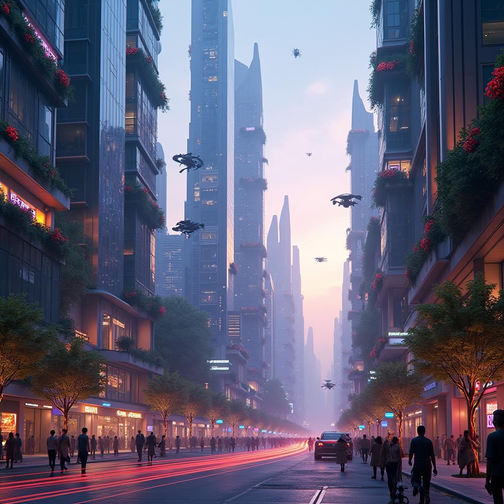 Futuristic Cityscape at Dusk in Unreal Engine 5