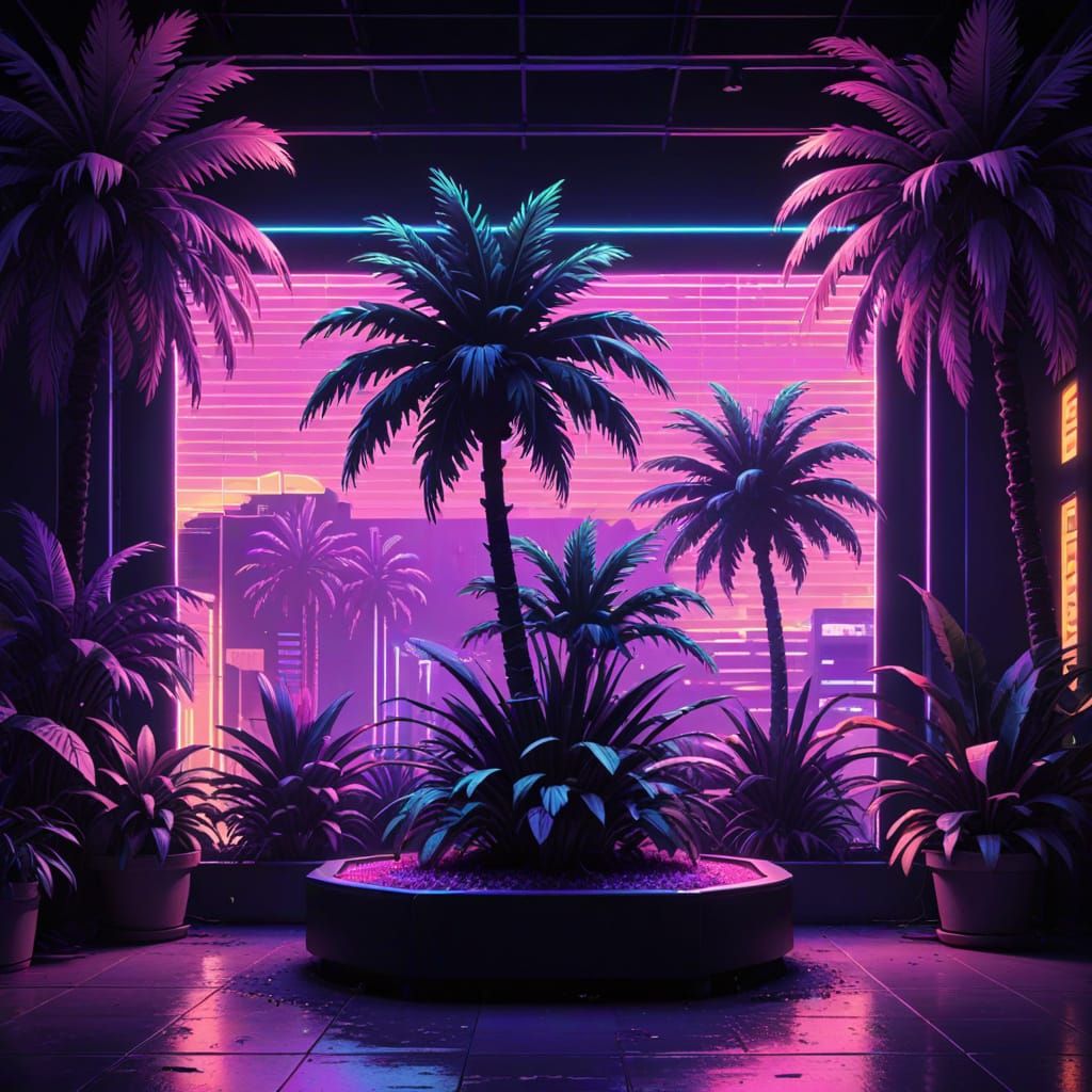 Retro 16-bit Club Stage with Neon Lights