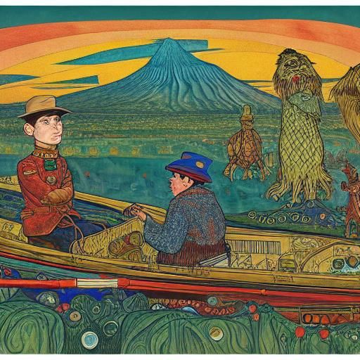 Cheb Urashka and Croc Pop-up Book Illustration