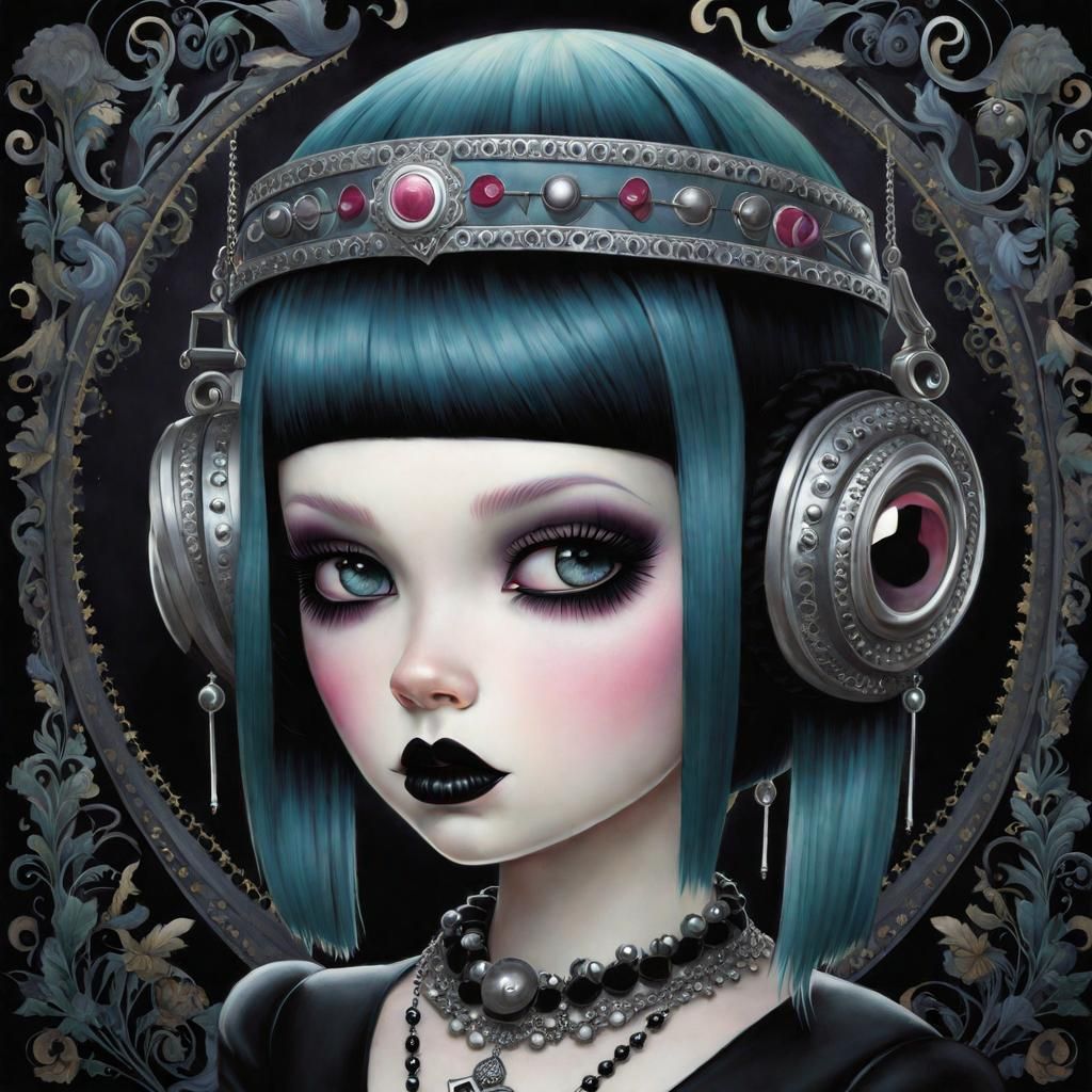 Goth Punk Girl in Surreal Digital Art Style