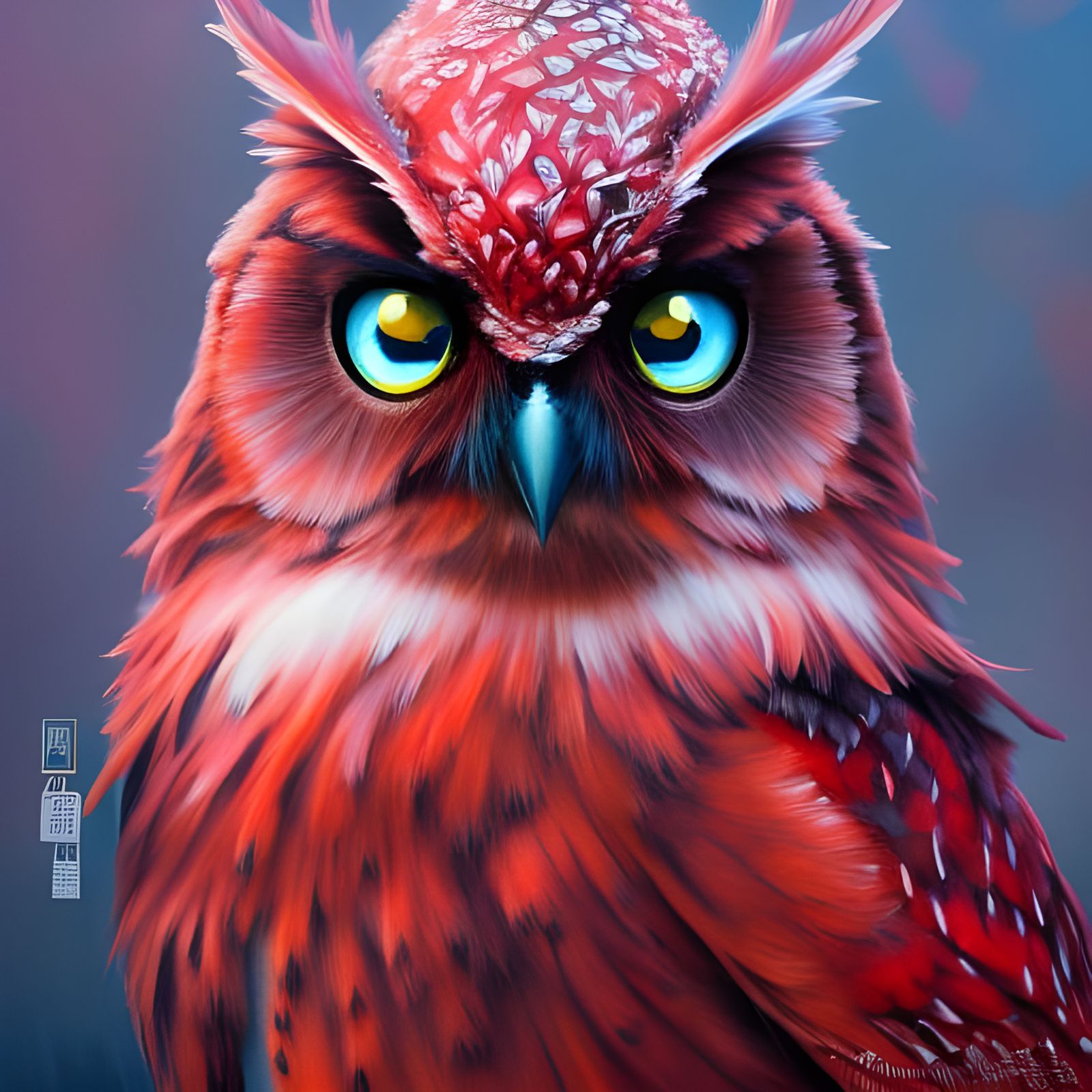 Cute Pink Winter Owl: Liquid Ink Portrait