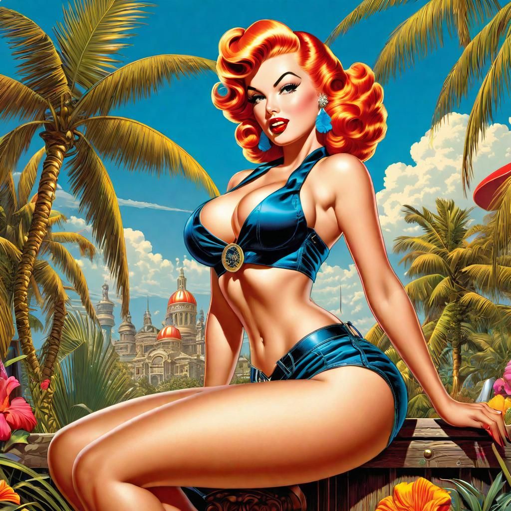 Detailed Pinup Illustration in Comic Art Style