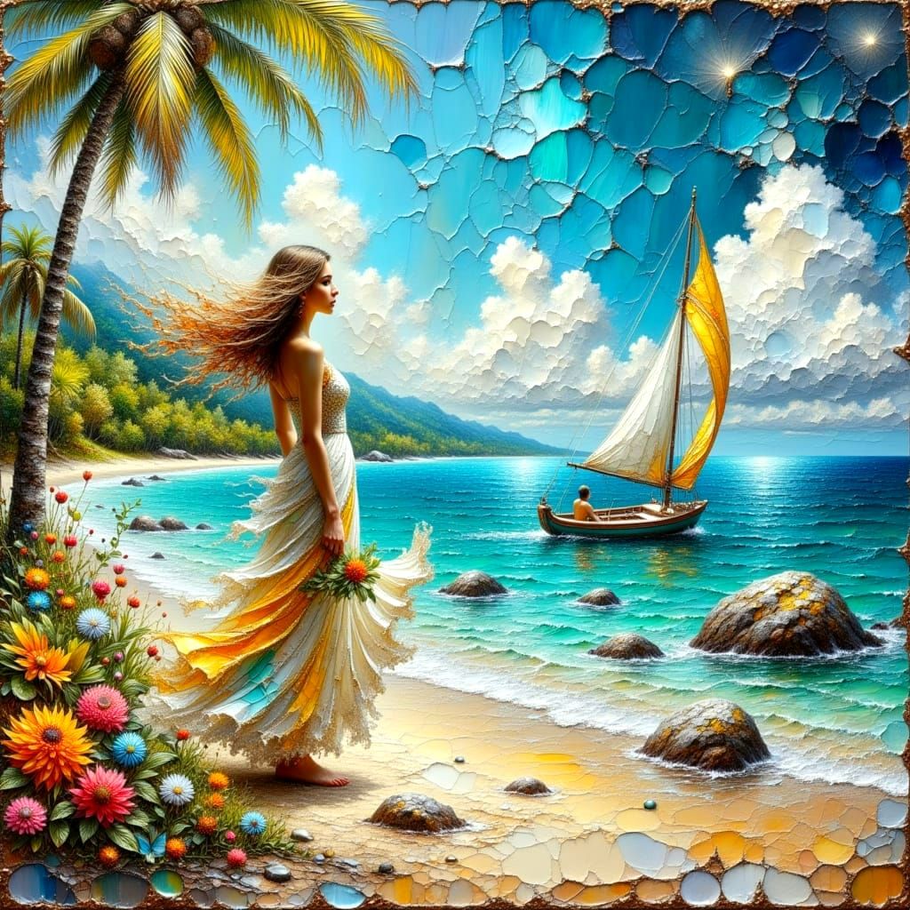 Dreamy Seascape in Impasto Oil Painting Style