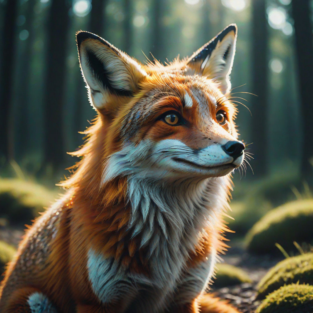 Ethereal Cinematic Fox in a Golden Vignette