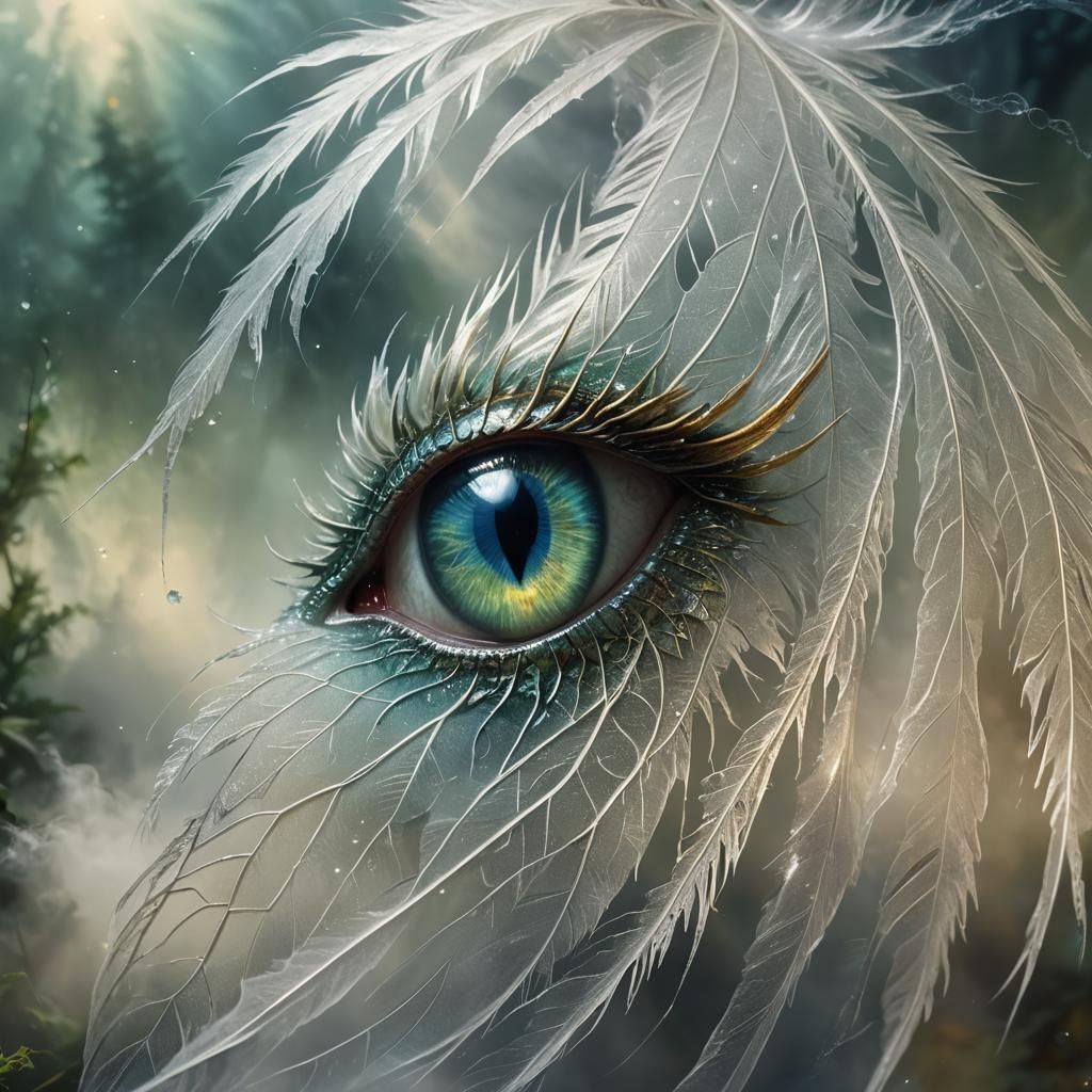 Dragon Eye in Ethereal Feather: Fantasy Close-Up