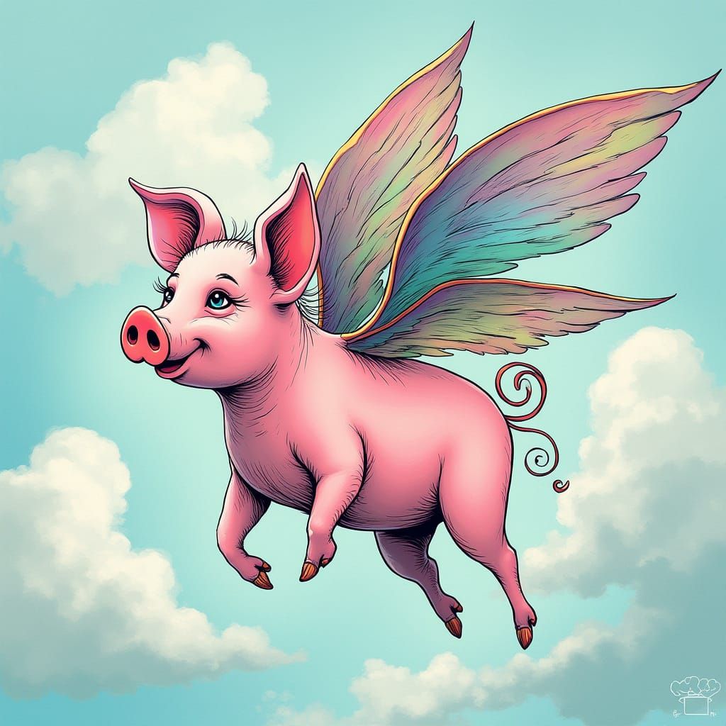 Fantastical Pigs Take Flight in Whimsical Dreamscapes