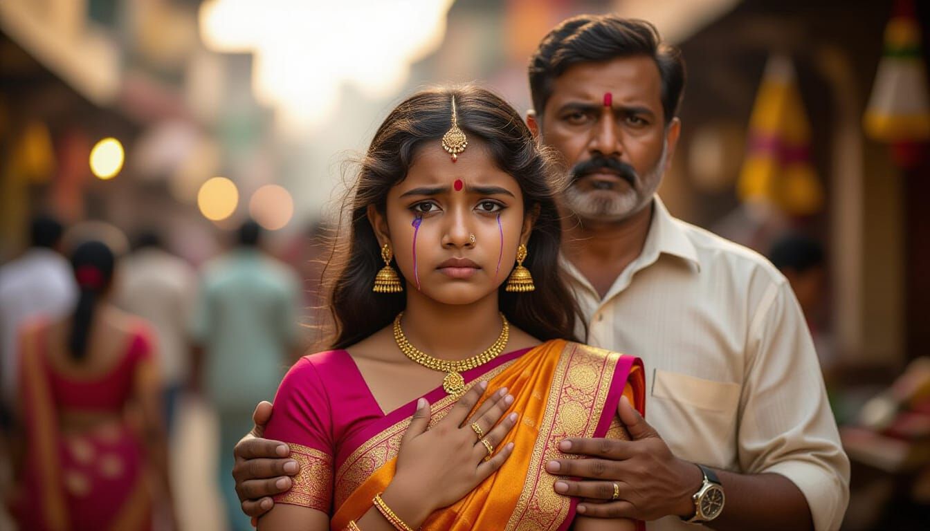 Girl Crying Over Diwali Dress in Market, Indian Realism