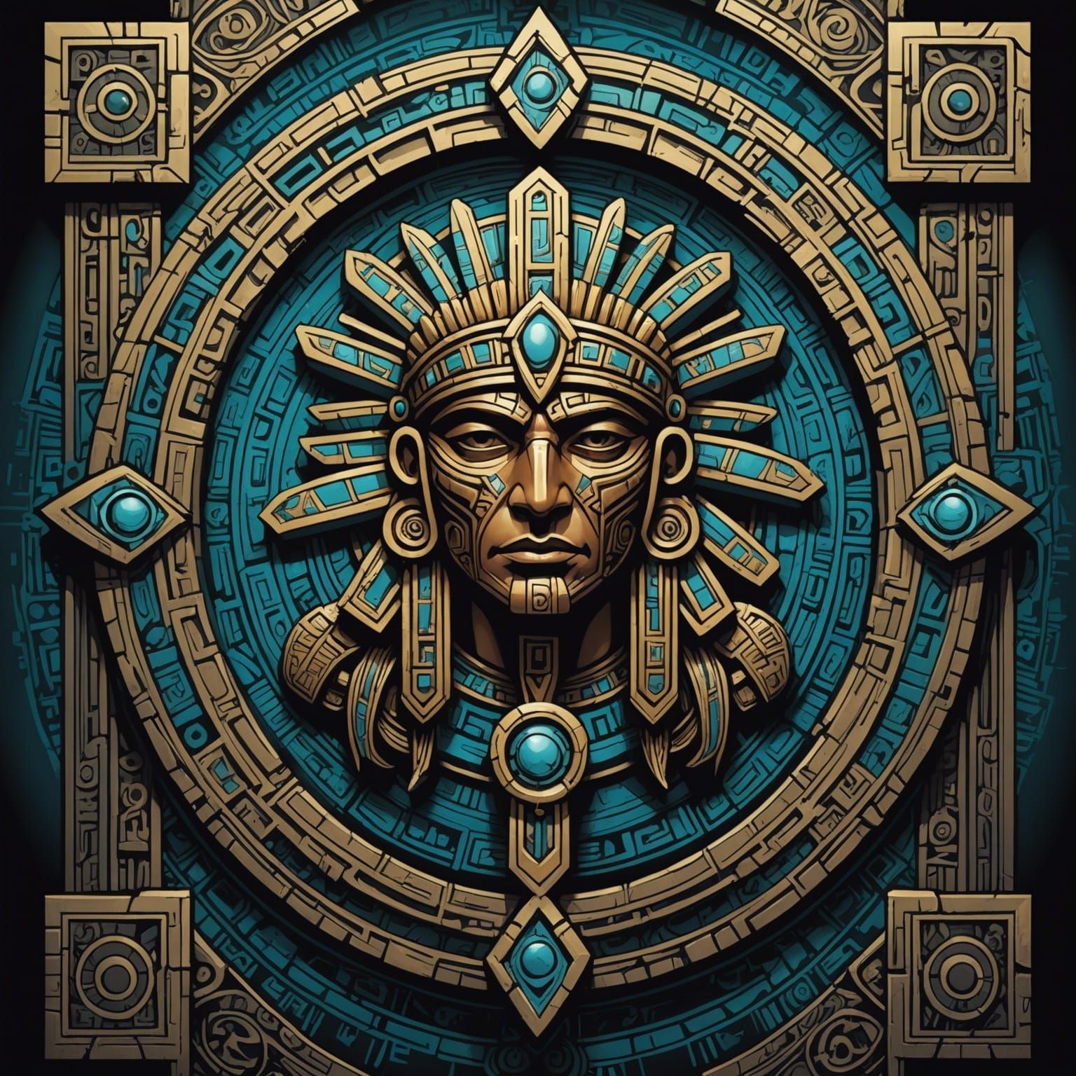 Aztec Key in Comic Book Art Style