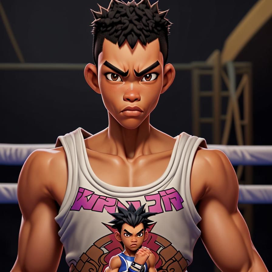 Boondocks-Style Muay Thai Fighter Illustration