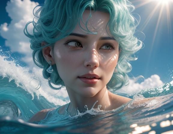 Turbulent Water Woman: Realistic 3D Shading and Lighting