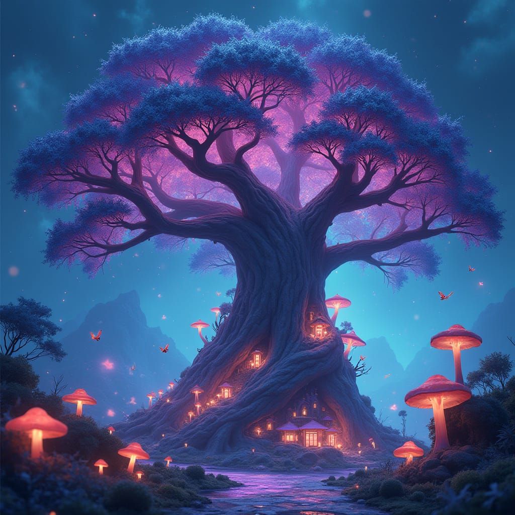 Crystal Tree Palace and Neon Mushroom Village