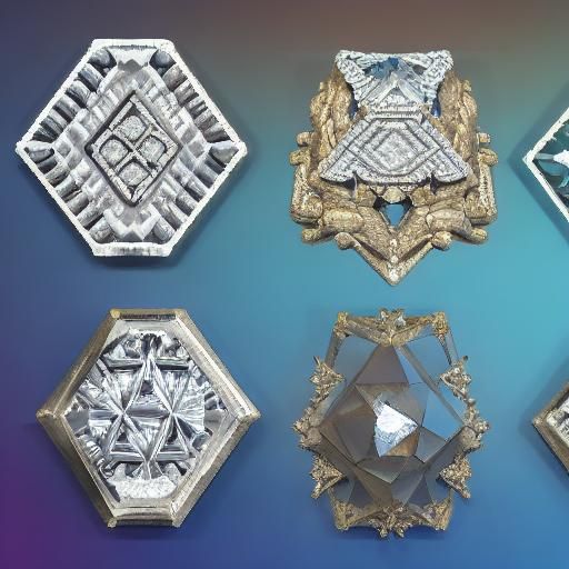 Various types sizes shapes of diamonds