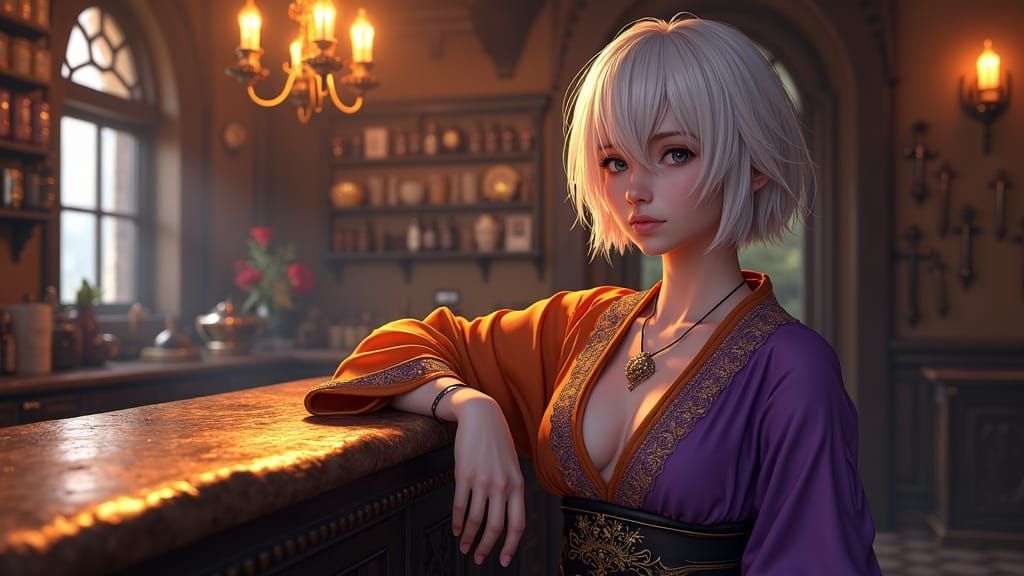 Ethereal Tavern Keeper in Mystical Realms