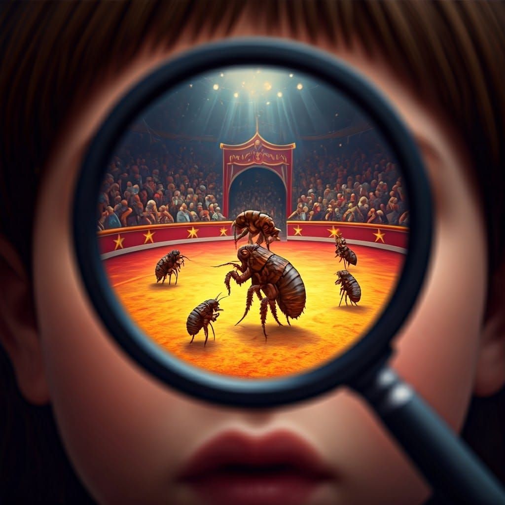 Steampunk Flea Circus Under Microscopic Inspection