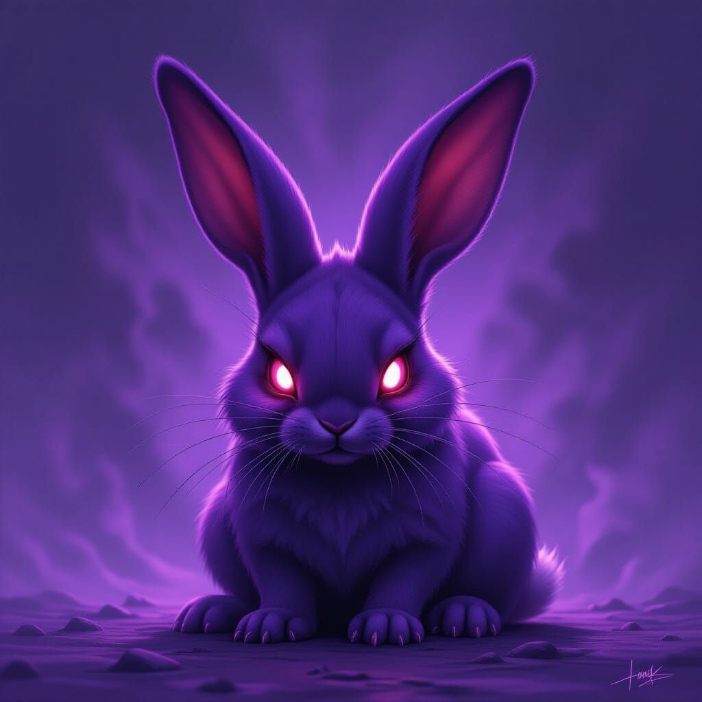 Twisted Evil Bunny in Ominous Purple Hues