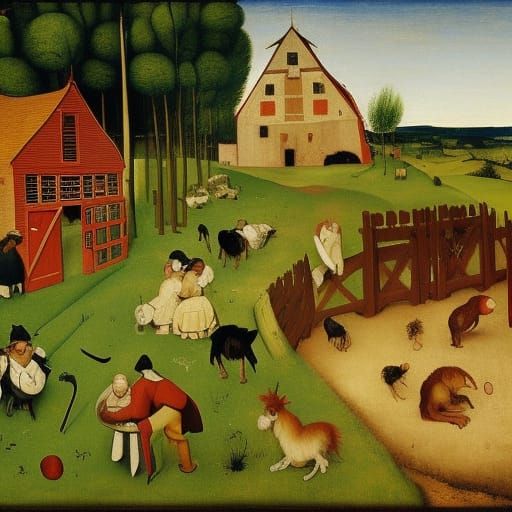 Rustic Barn Scene with Sick Donkey