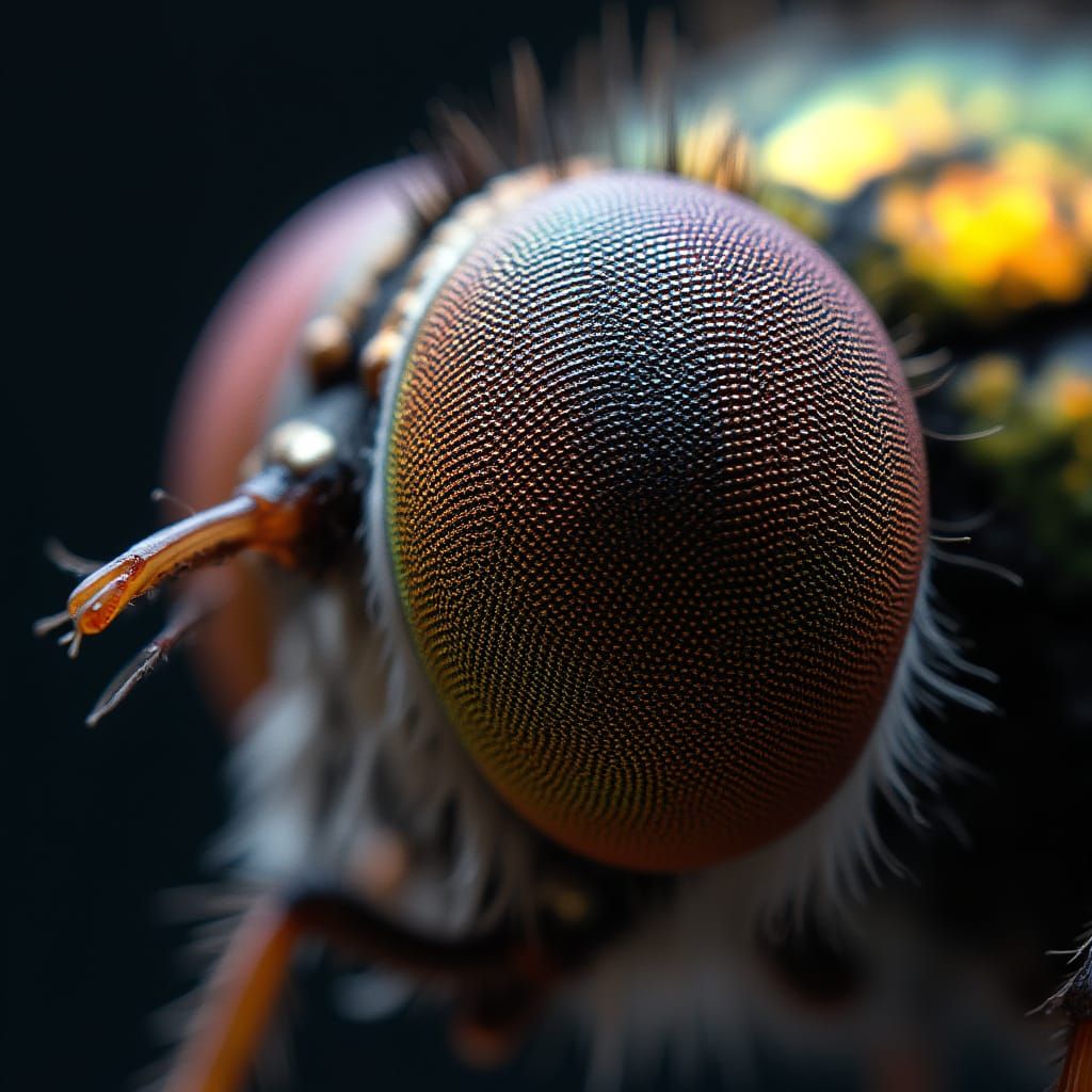 Detailed Macro of House Fly Compound Eye