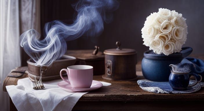 Rose and Coffee in Daguerreotype Style