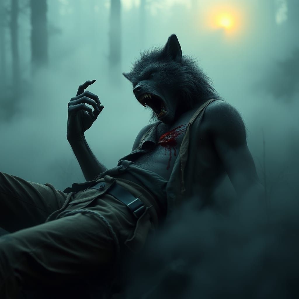 Werewolf's Tormented Dawn in Cinematic Style