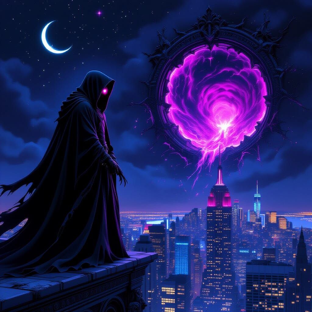 Grim Reaper Hovers Over NYC with Alien Portal