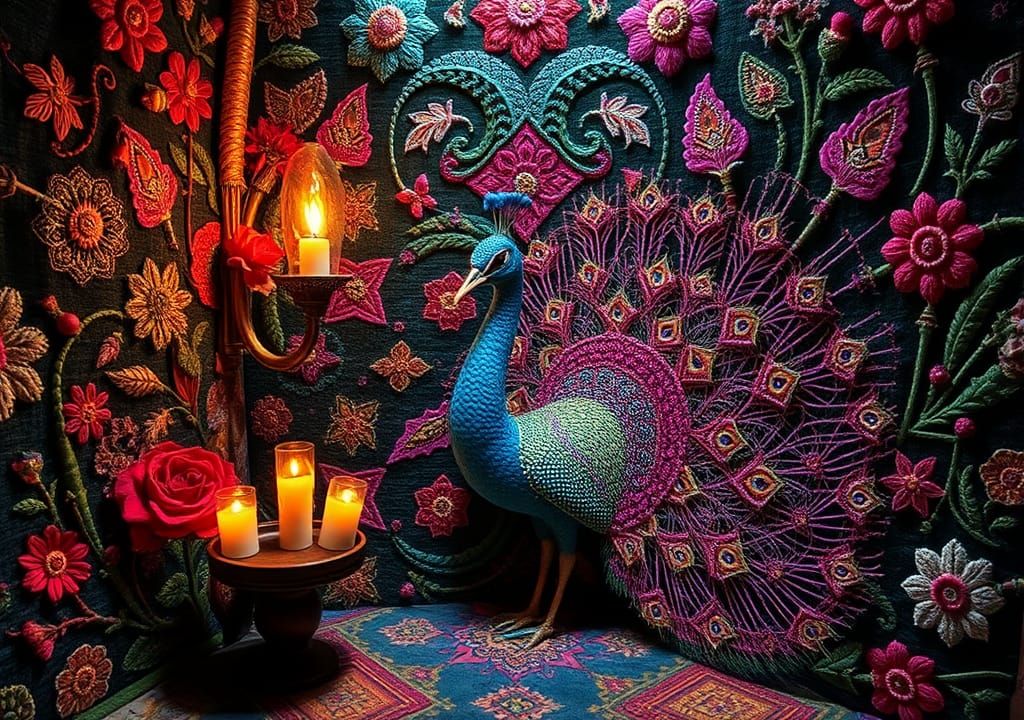 Patchwork Peacockerel in Steam-Nouveau Style