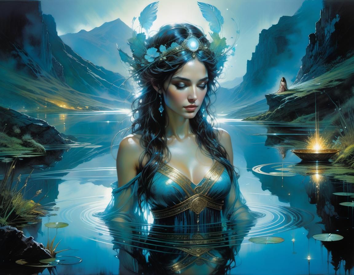 Bioluminescent Goddess Reflects in Mountain Pond