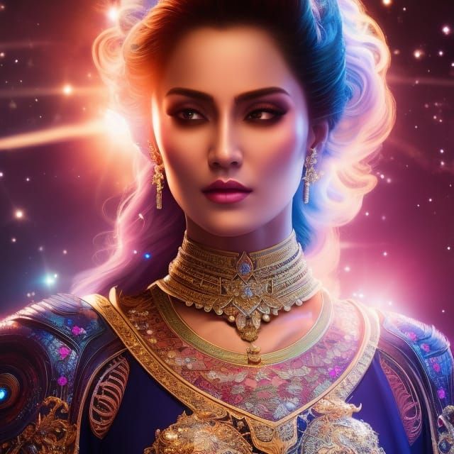 Galactic Woman with Scales: Fantasy Art Portrait