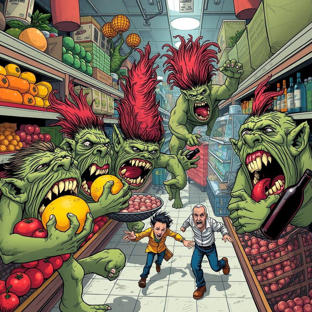 Trolls Raid Supermarket in Fantastical Style