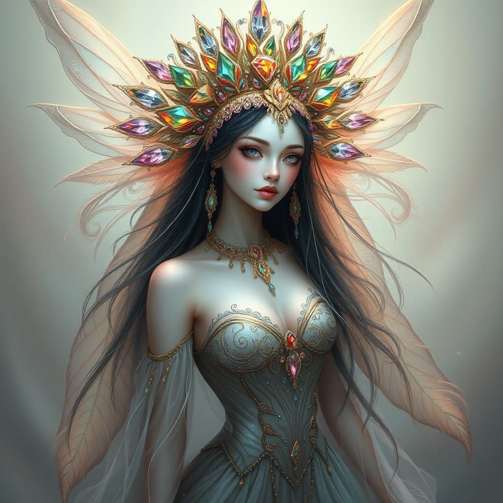 Diamond Fairy Queen in Dreamlike Matte Painting Style
