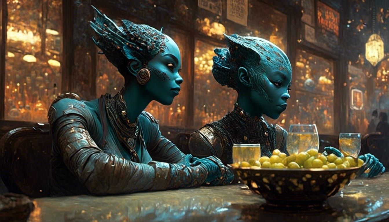 Abe Sapien and Hellboy in Potterverse Pub