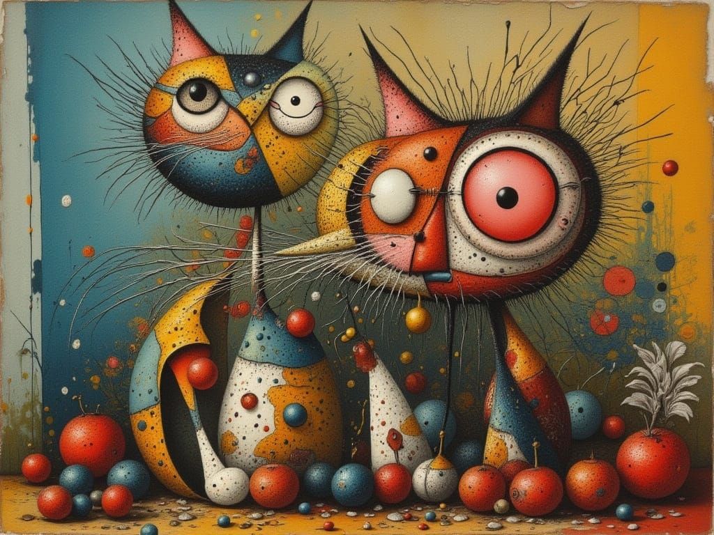 Cubist Cat Portrait in Picasso Style