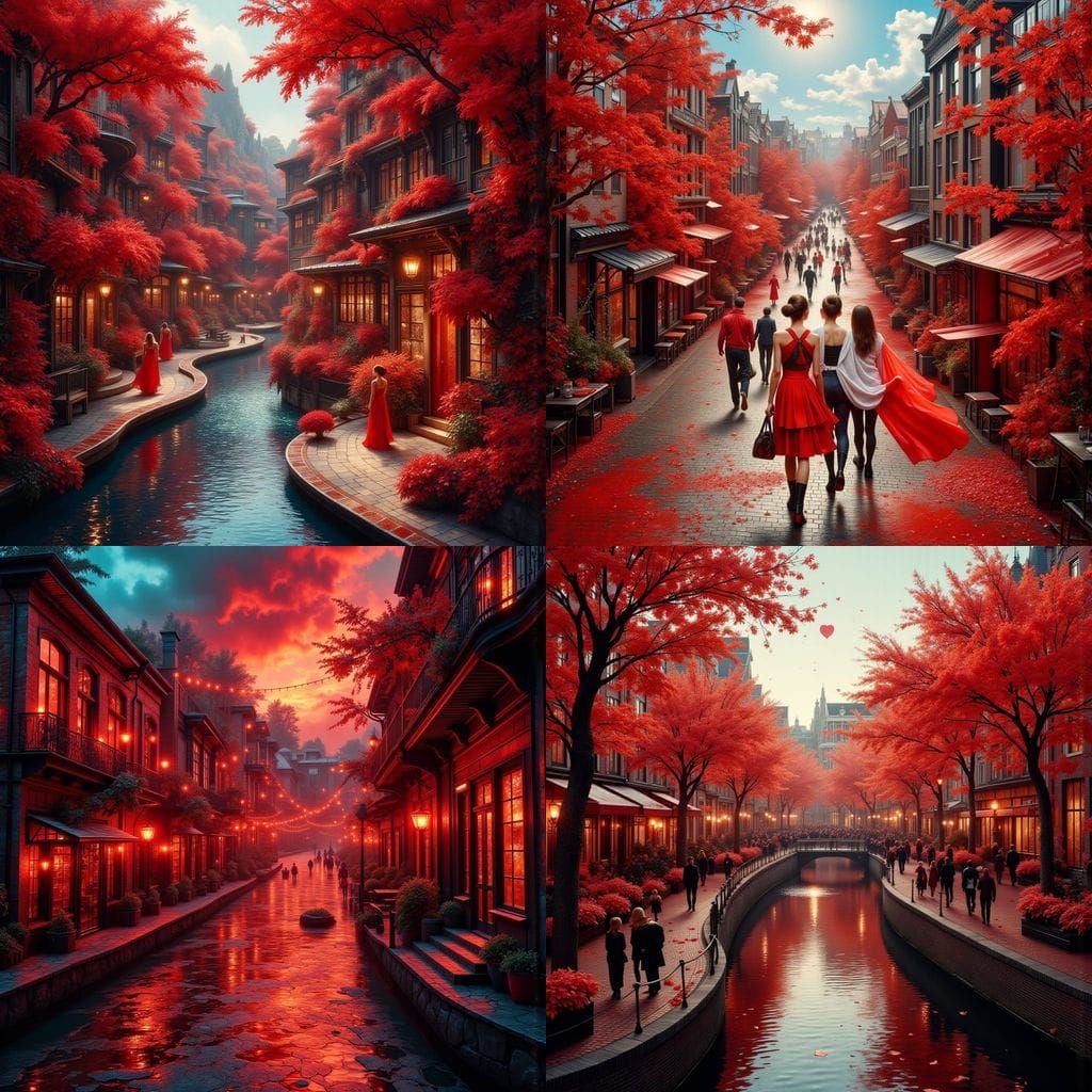 Vibrant Red-Light Music District in Cinematic Style
