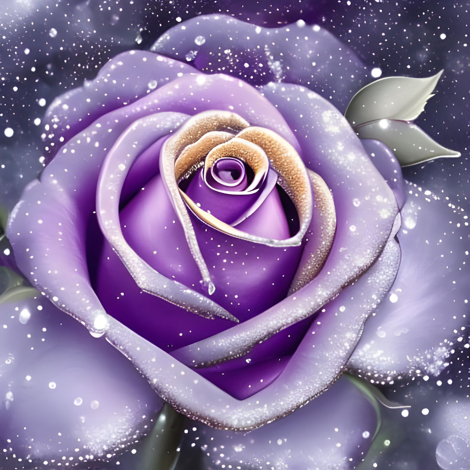 Elegant Purple Glass Rose Digital Painting