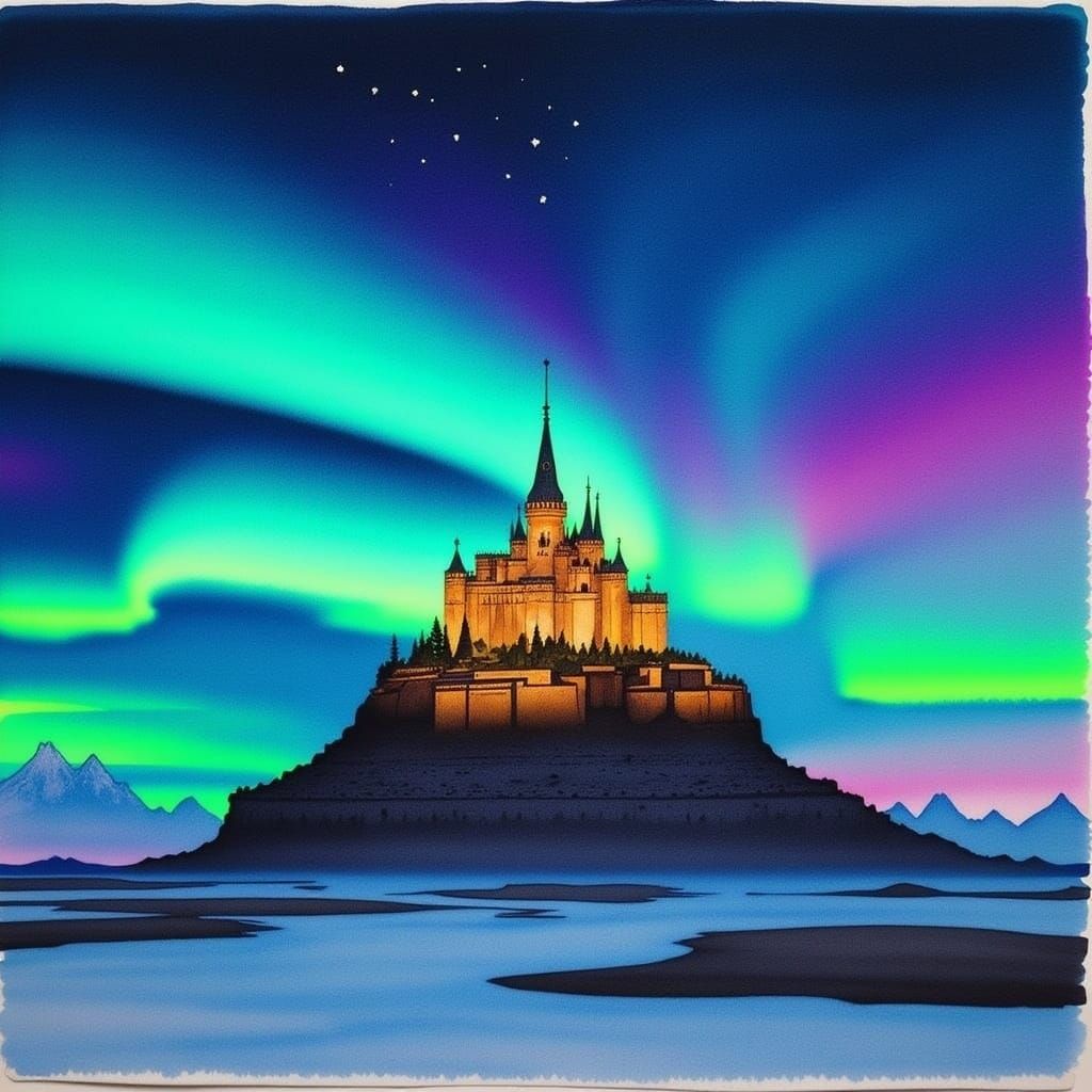 Regal Aurora Palace Amidst Celestial Lights