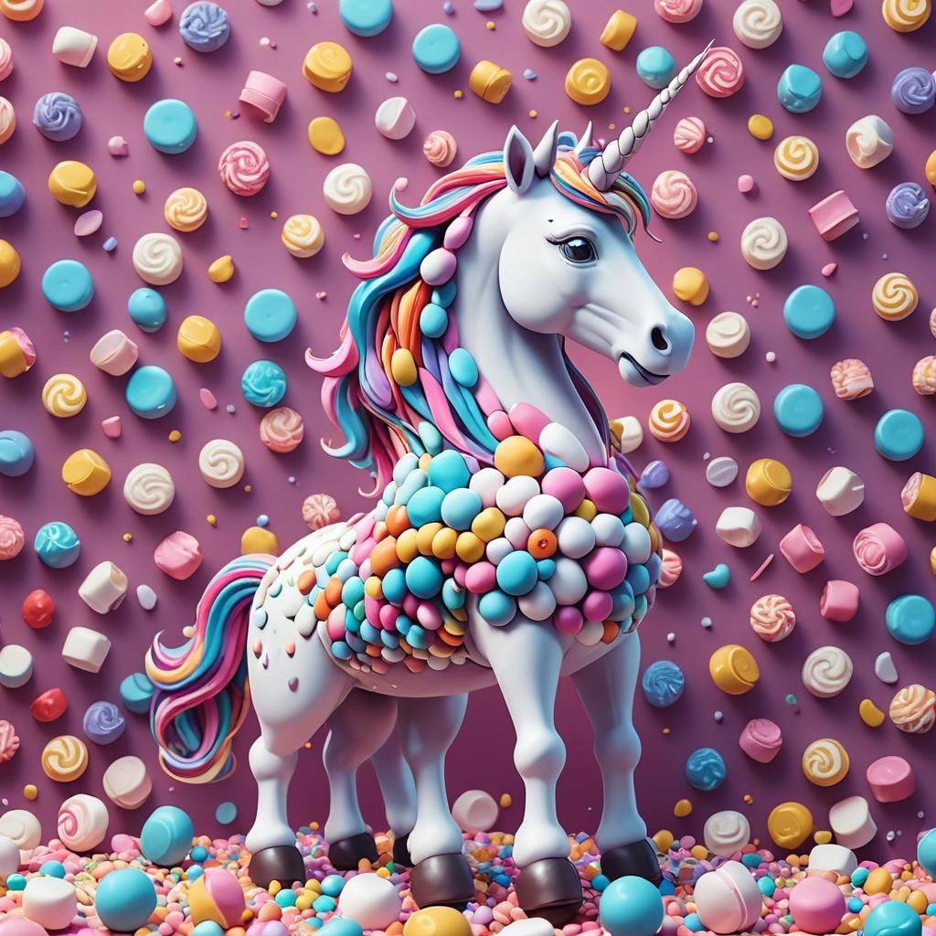 Marshmallow Unicorn: 3D Digital Art