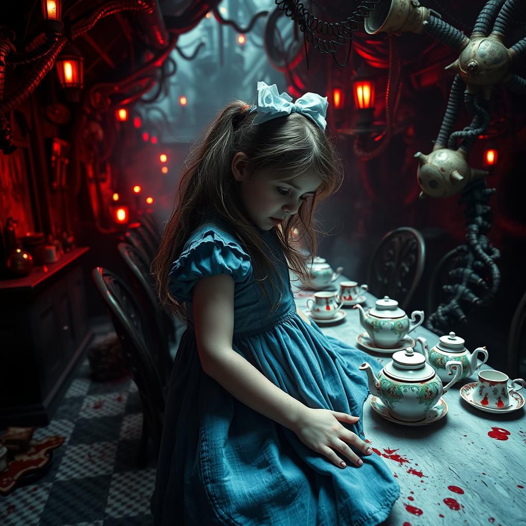 Macabre Tea Party in Biomechanical Hellscape