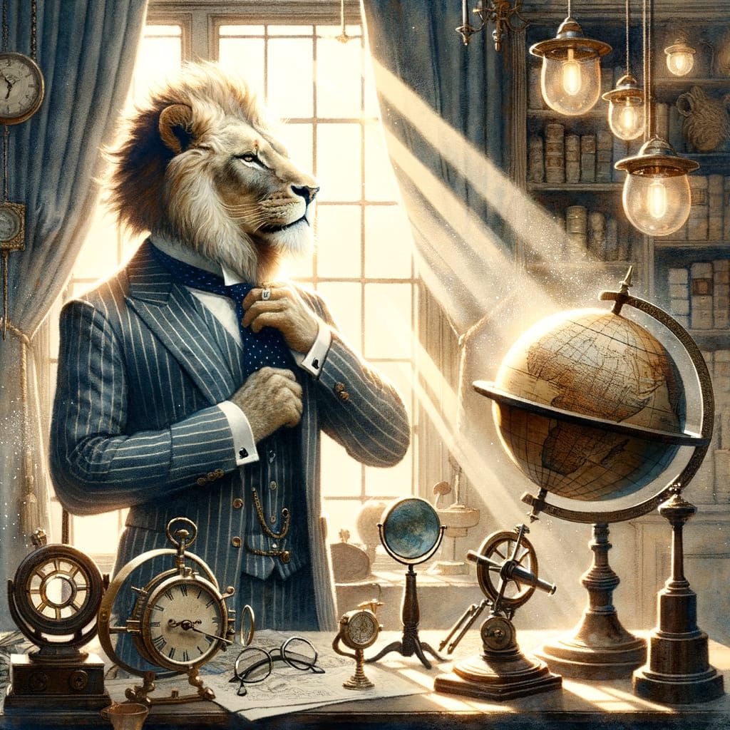 Dapper Lion Adjusting Tie in Sumptuous Study