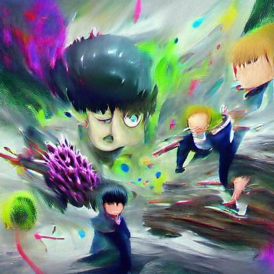 Mob Psycho 100 Anime Action Painting