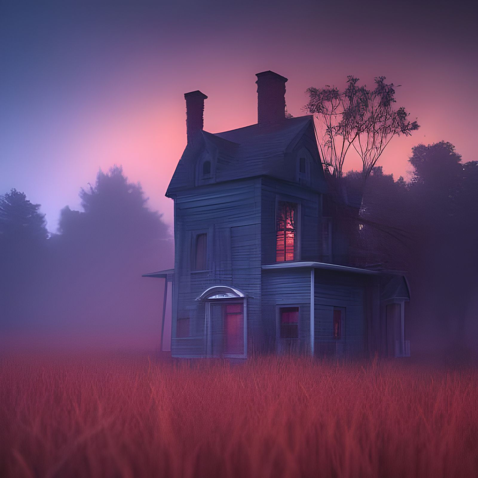 Creepy Haunted House in Autumn Forest