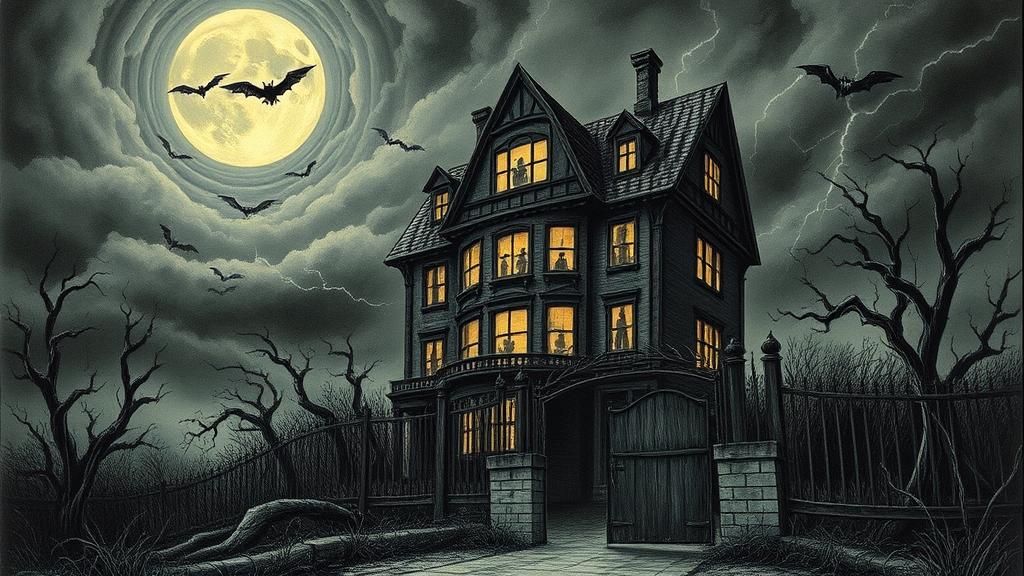 Eerie Haunted House Amidst a Stormy Night