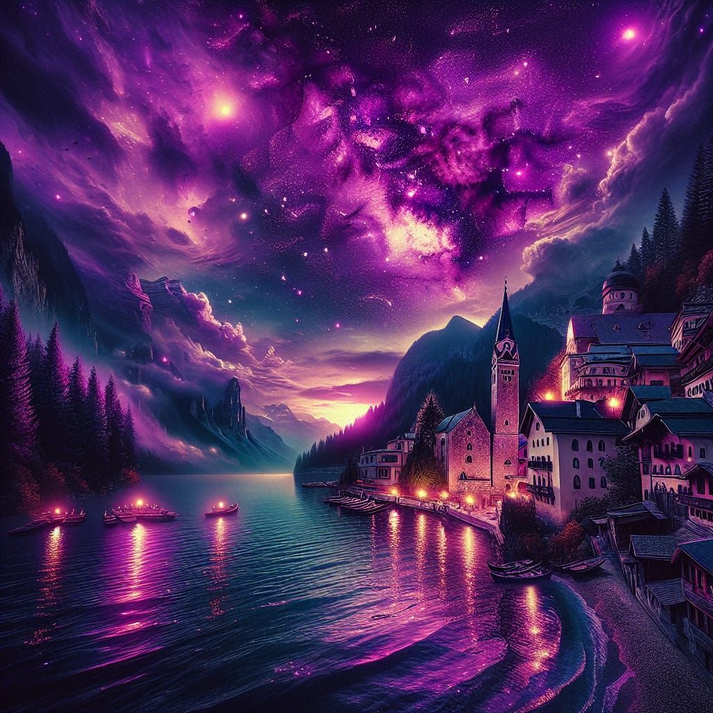 Hyperrealistic Violent Purple Scene in HDR Style