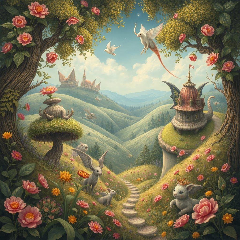 Mystical Creatures Inhabit Whimsical Fantasy Realm