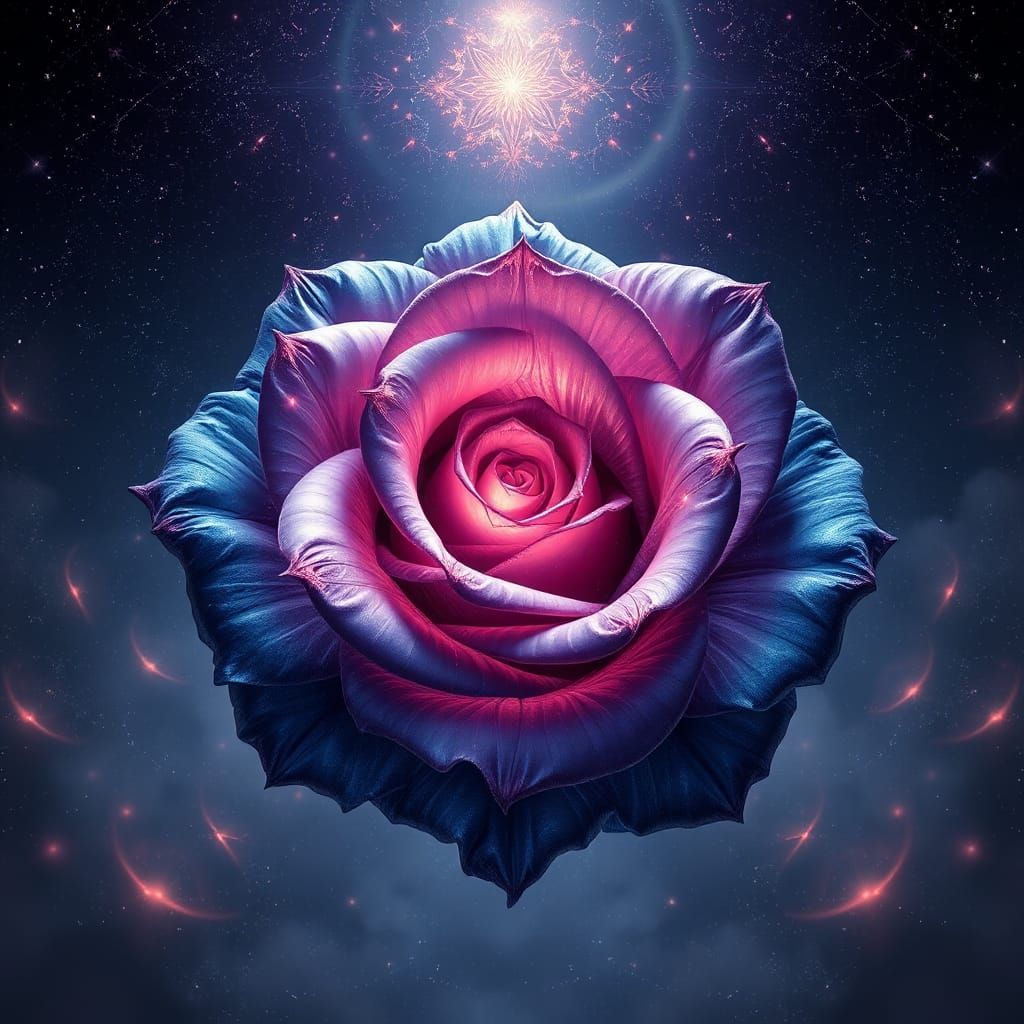 Mystical Fractal Rose in Ethereal Realm