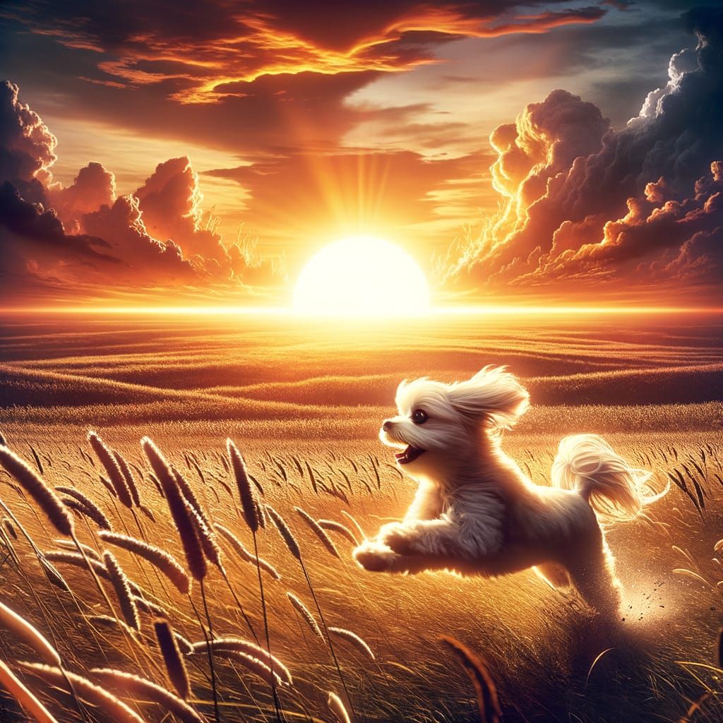 Ethereal Sunset Canine in Cinematic Splendor