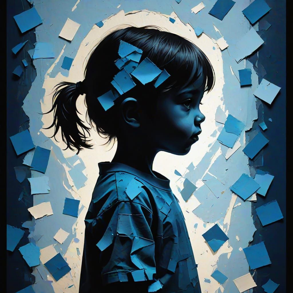 Child Silhouette Poster Art of Silence and Hope