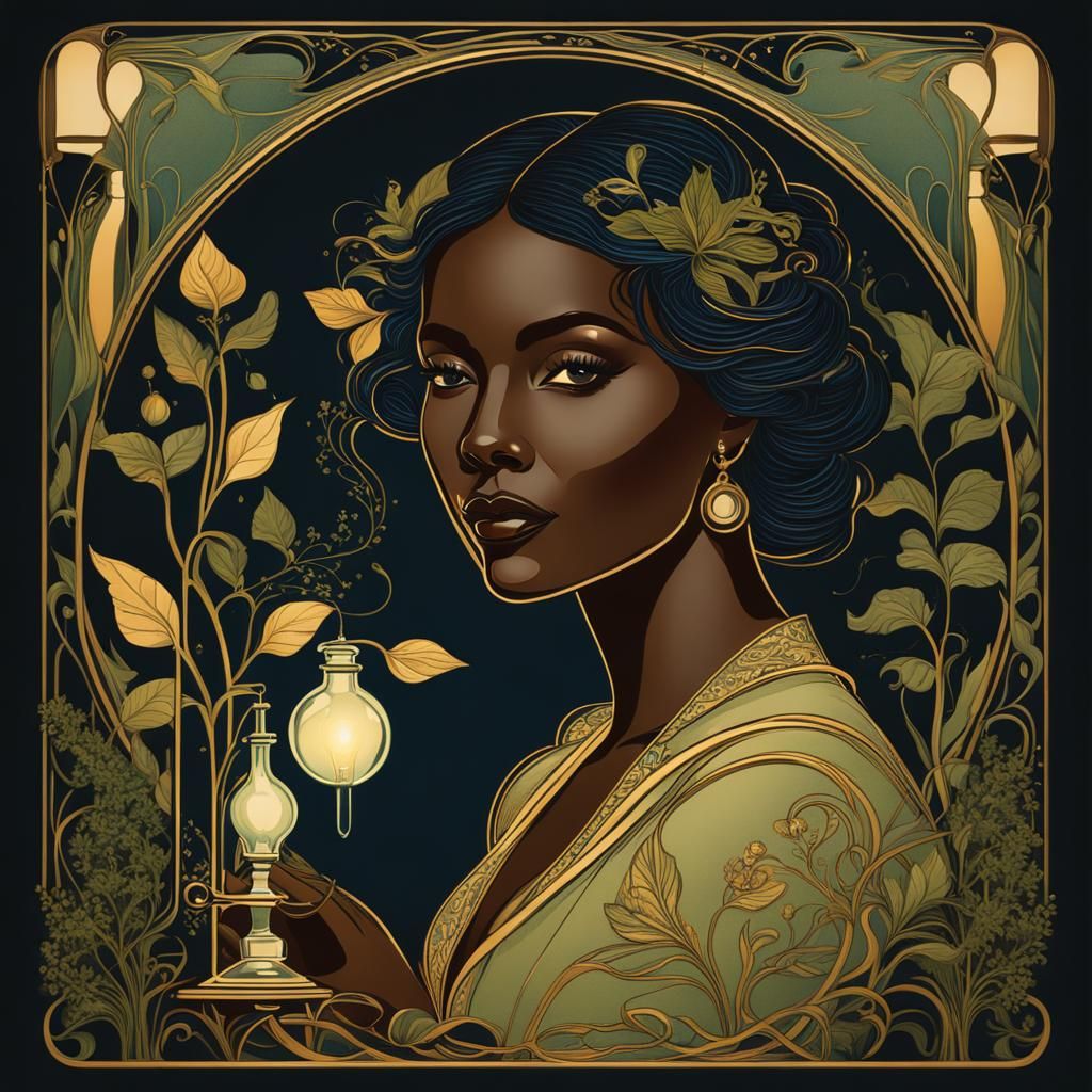 Art Nouveau Botanist in Laboratory with Poisonous Plants